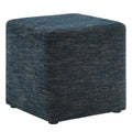 Callum 17" Square Woven Heathered Fabric Upholstered Ottoman - Heathered Weave Azure