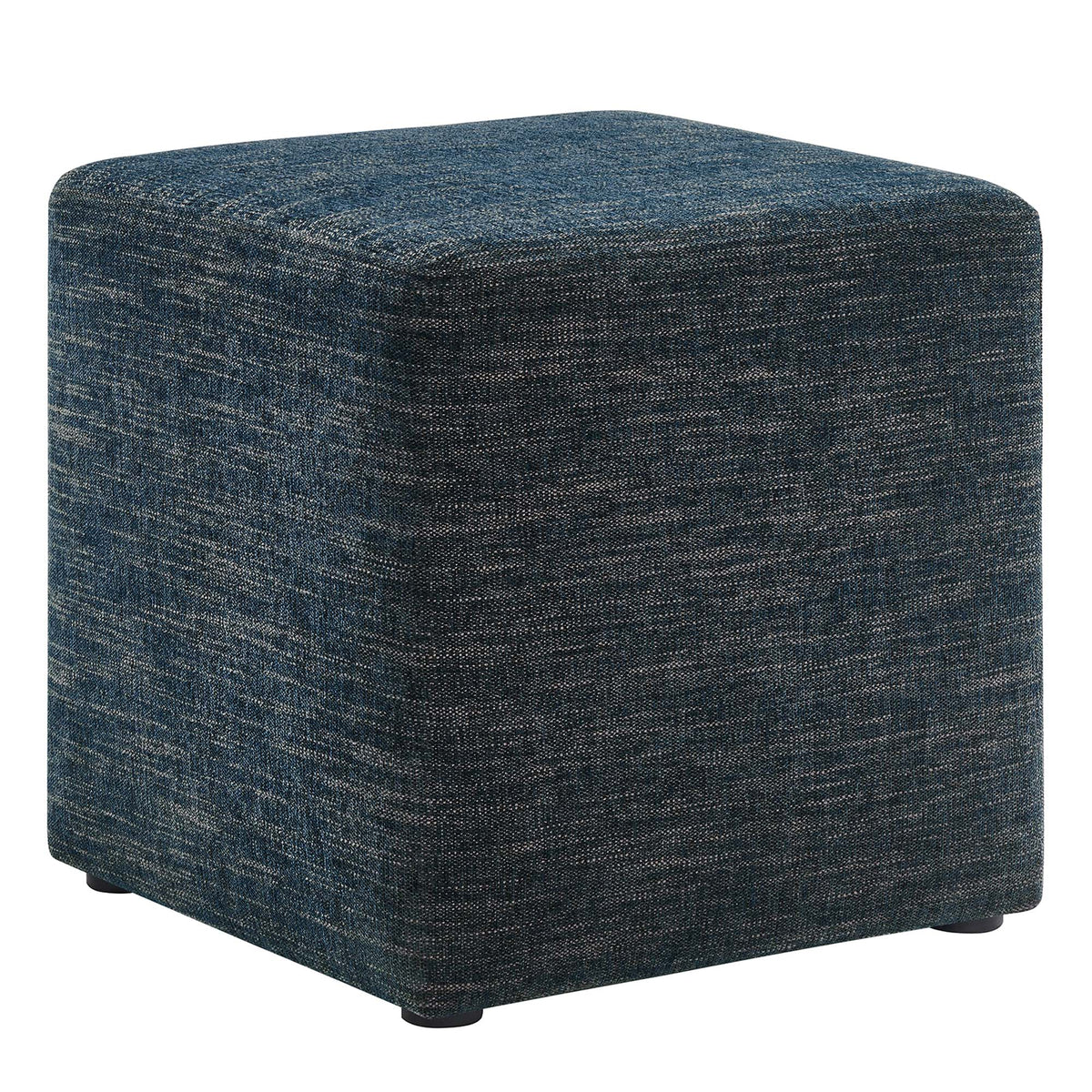 Callum 17" Square Woven Heathered Fabric Upholstered Ottoman - Heathered Weave Azure