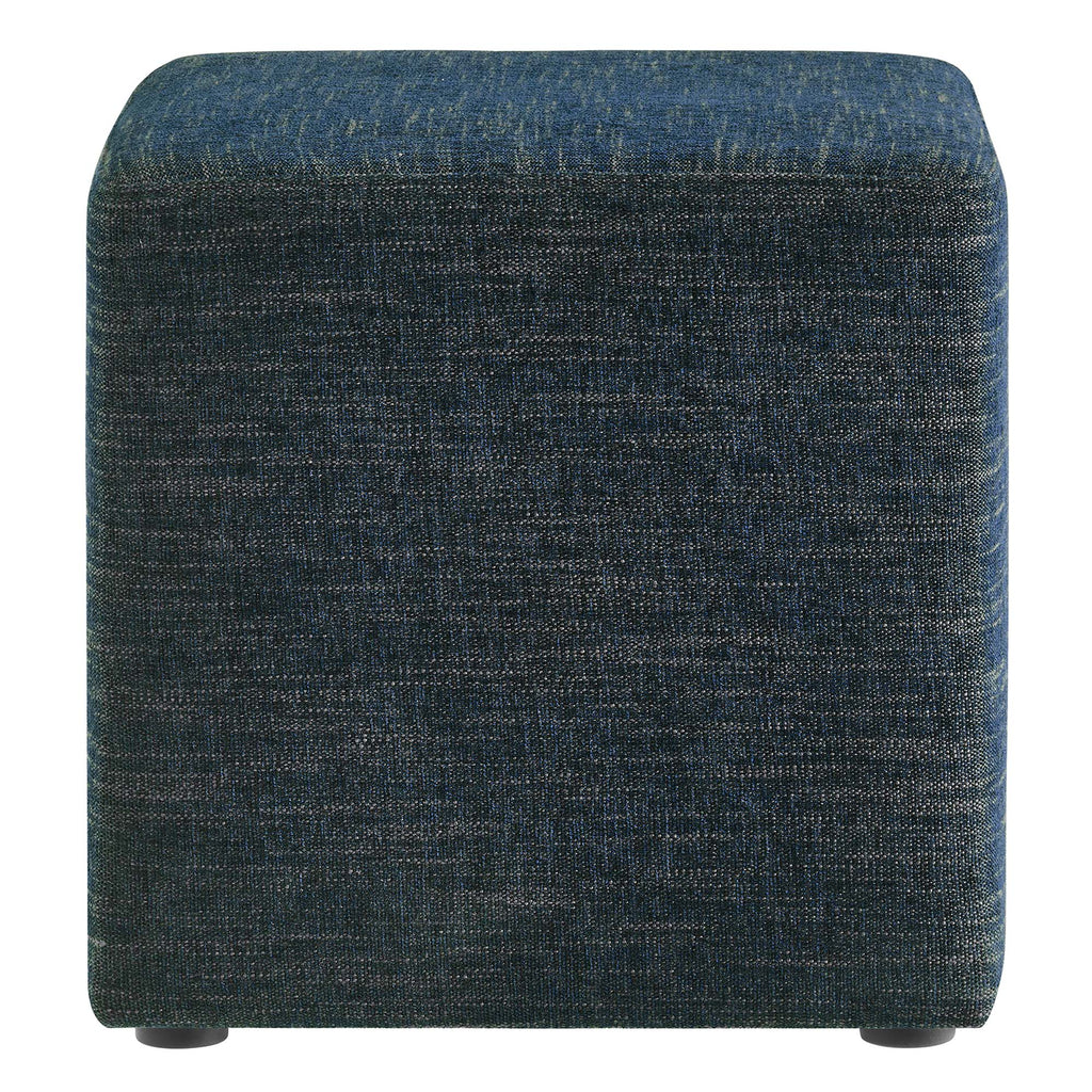 Callum 17" Square Woven Heathered Fabric Upholstered Ottoman - Heathered Weave Azure