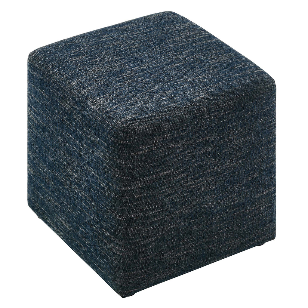 Callum 17" Square Woven Heathered Fabric Upholstered Ottoman - Heathered Weave Azure