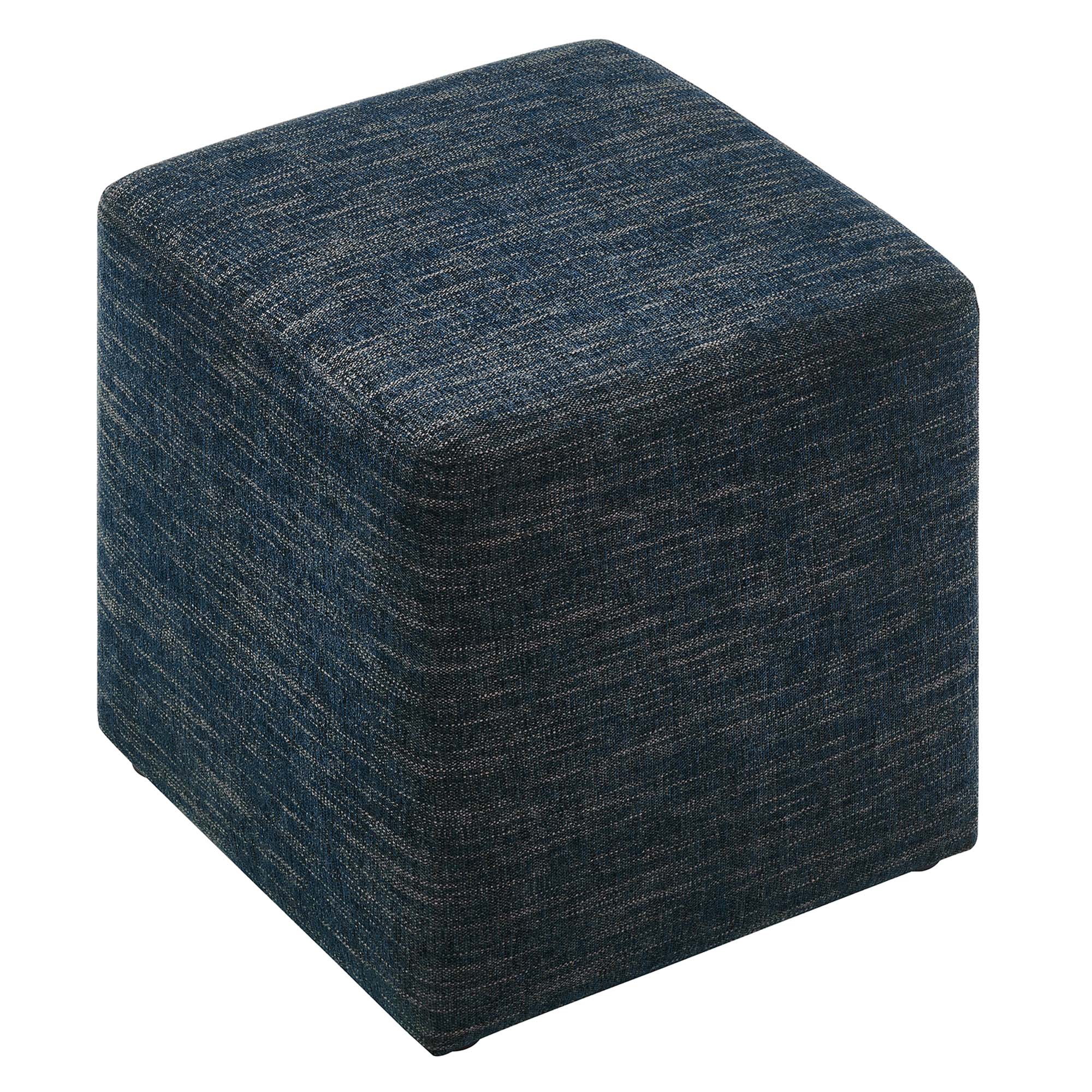 Callum 17" Square Woven Heathered Fabric Upholstered Ottoman - Heathered Weave Azure