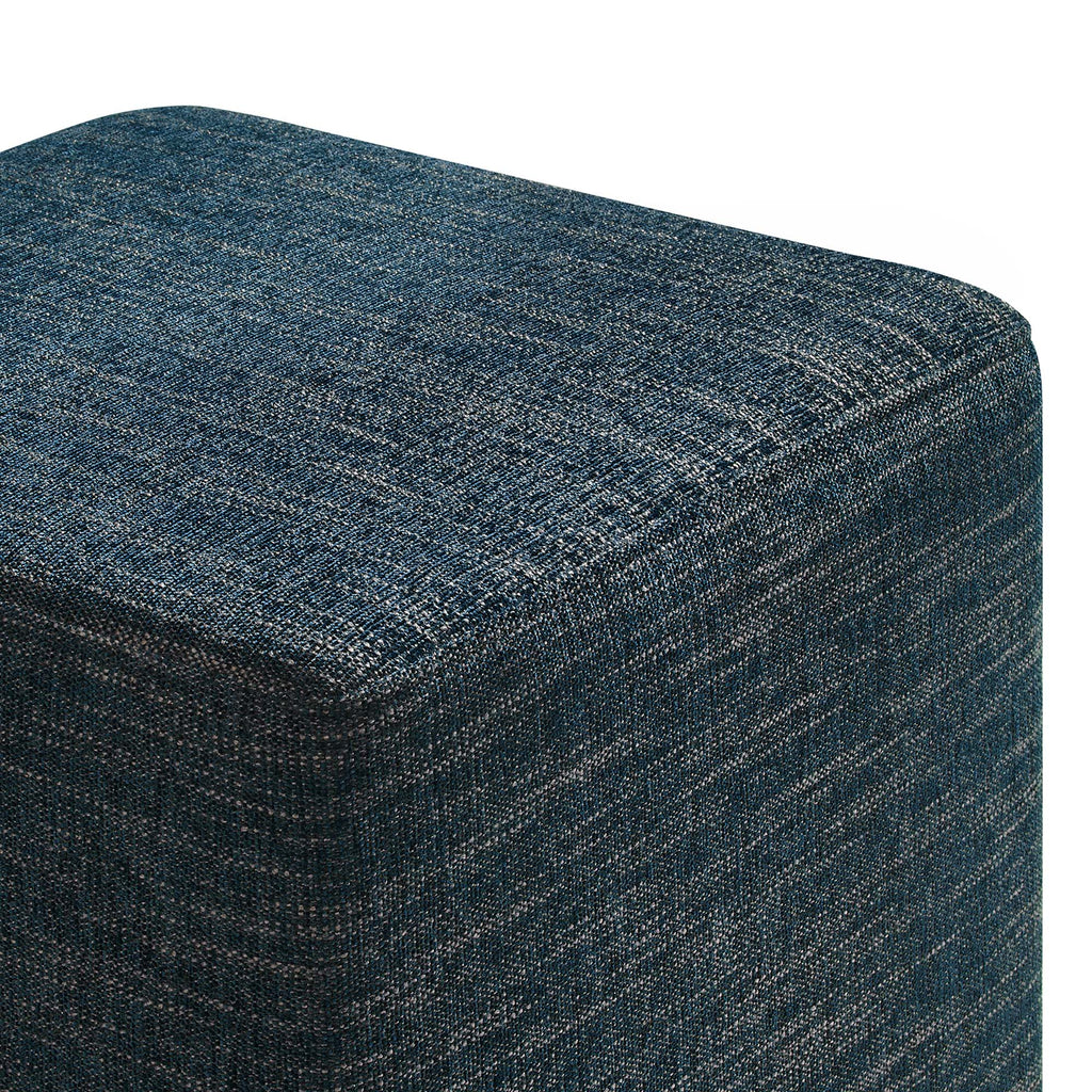 Callum 17" Square Woven Heathered Fabric Upholstered Ottoman - Heathered Weave Azure