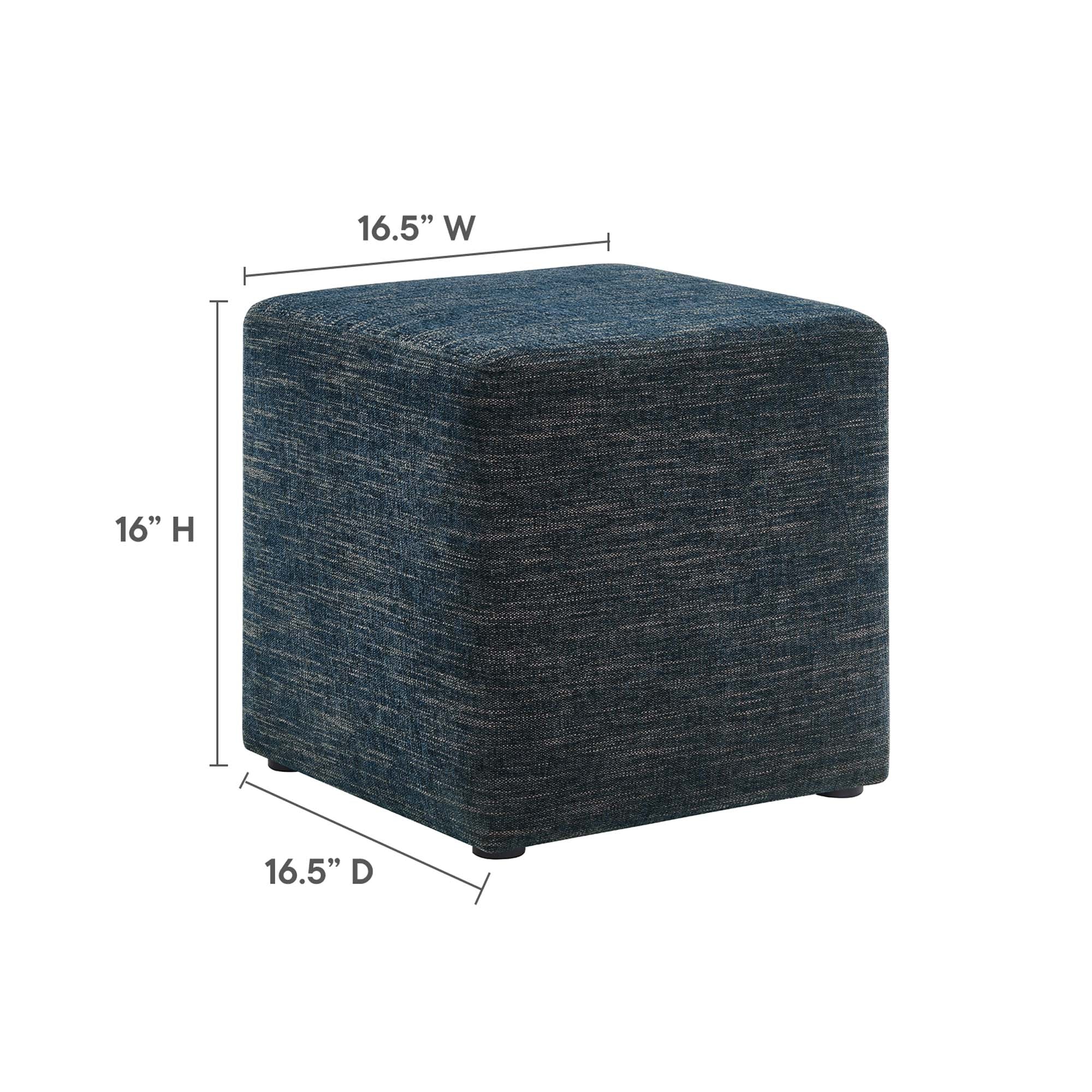 Callum 17" Square Woven Heathered Fabric Upholstered Ottoman - Heathered Weave Azure