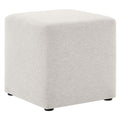 Callum 17" Square Woven Heathered Fabric Upholstered Ottoman - Heathered Weave Ivory