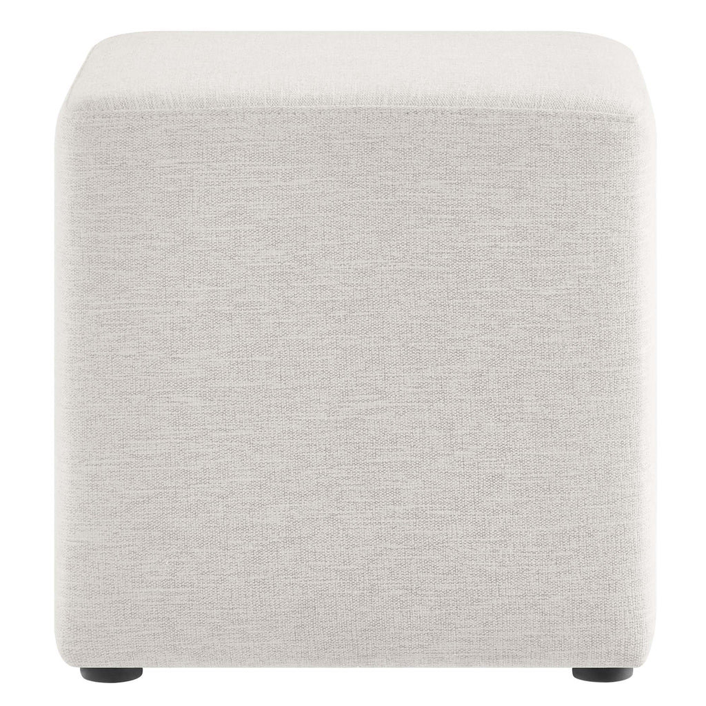 Callum 17" Square Woven Heathered Fabric Upholstered Ottoman - Heathered Weave Ivory