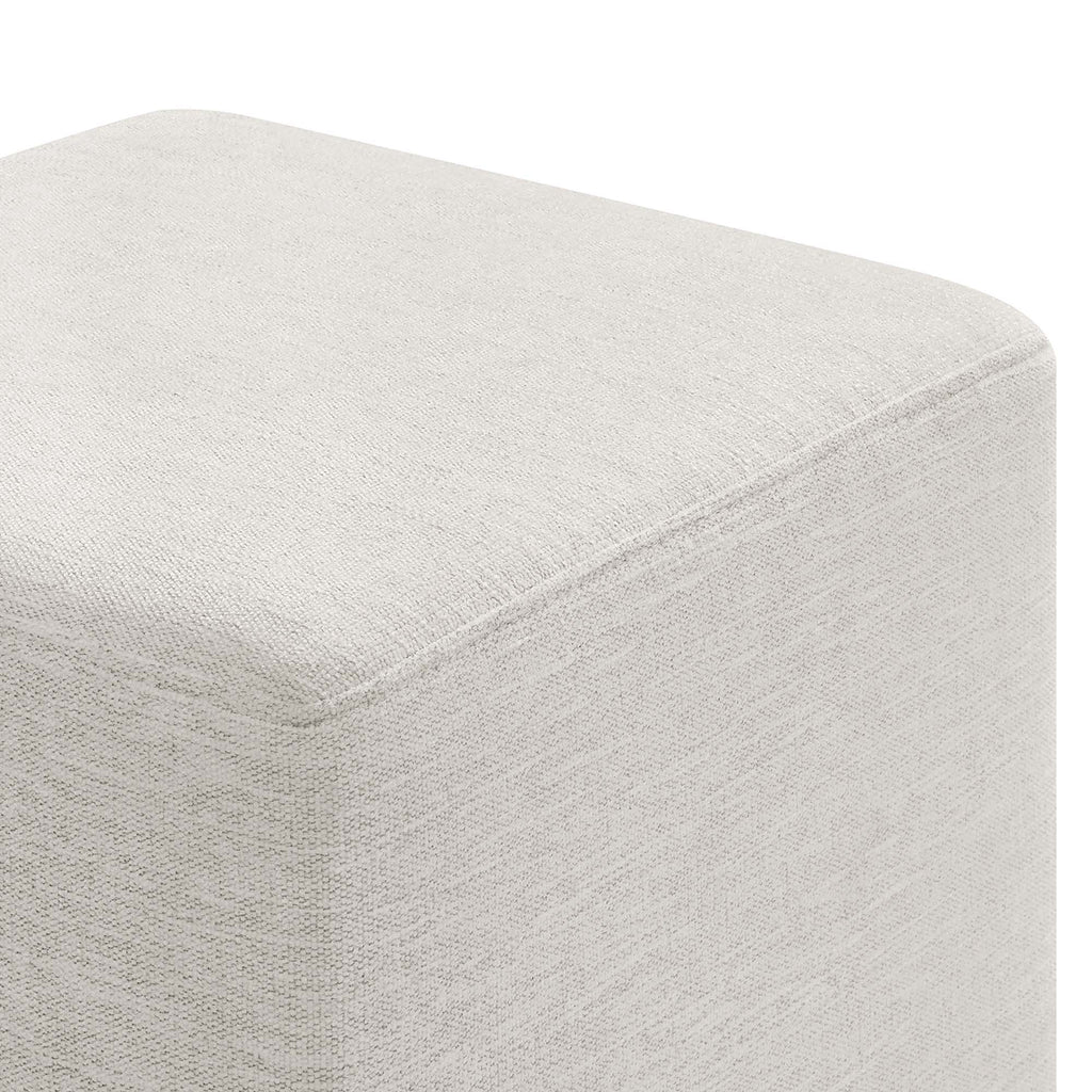 Callum 17" Square Woven Heathered Fabric Upholstered Ottoman - Heathered Weave Ivory