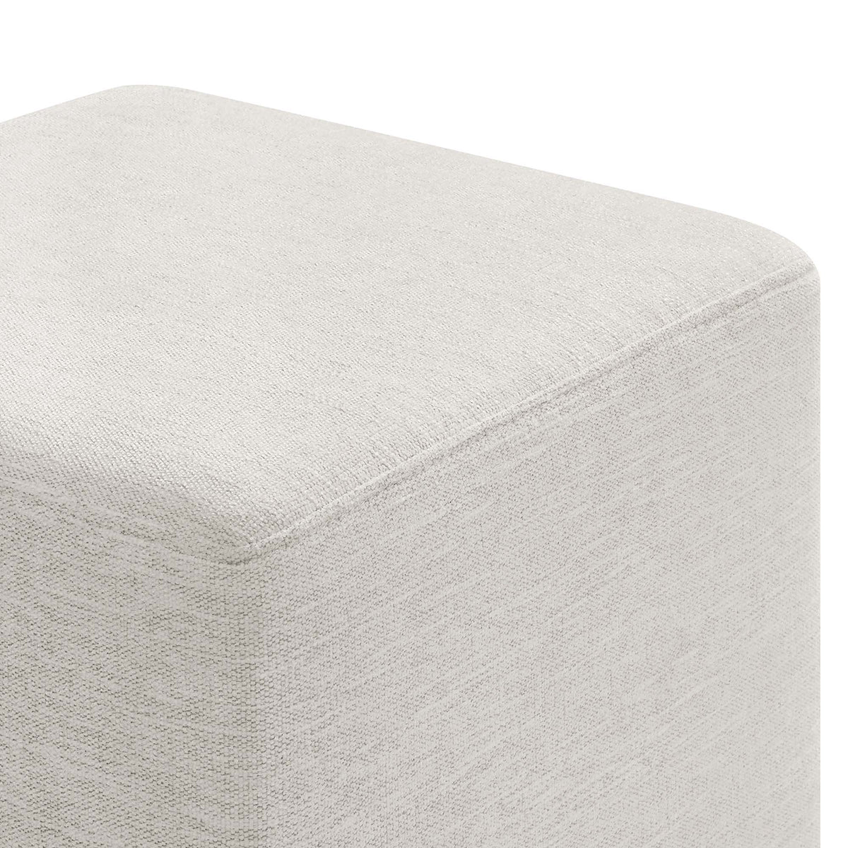 Callum 17" Square Woven Heathered Fabric Upholstered Ottoman - Heathered Weave Ivory