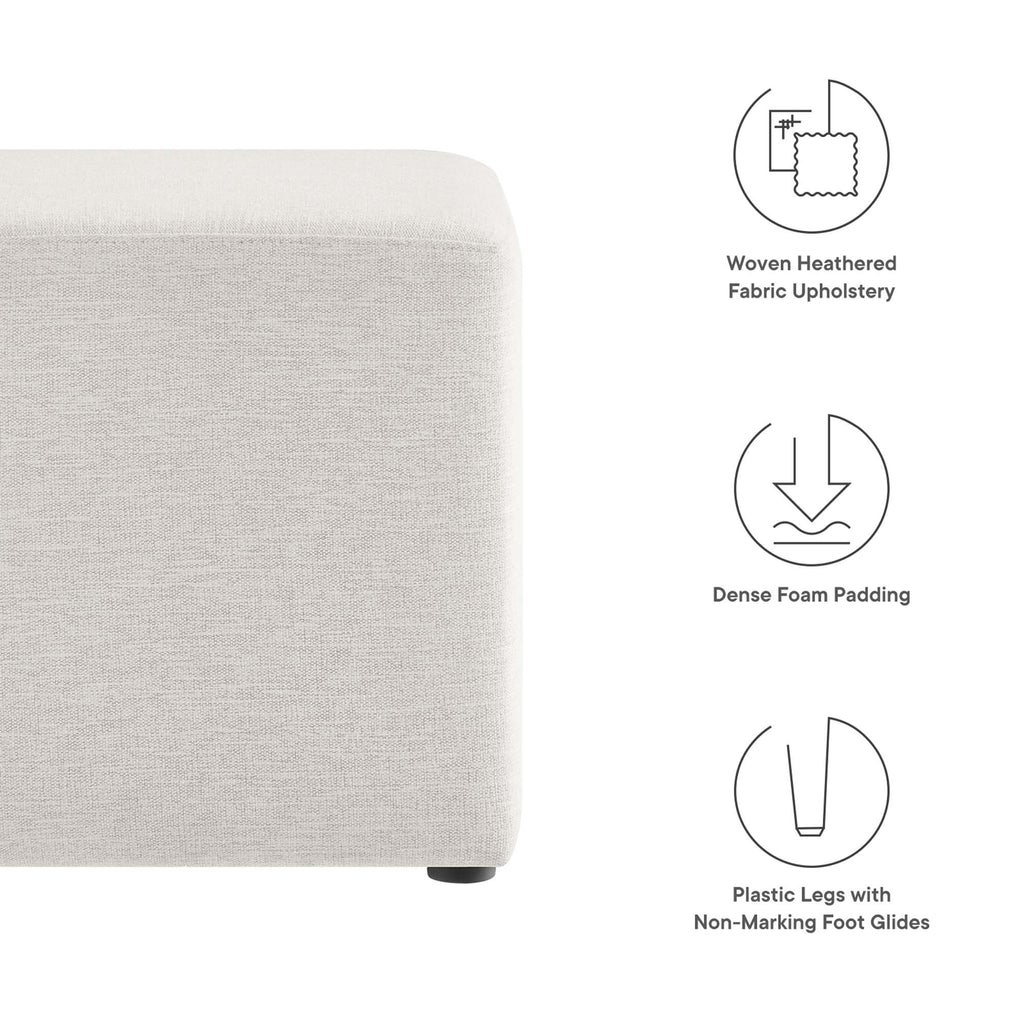 Callum 17" Square Woven Heathered Fabric Upholstered Ottoman - Heathered Weave Ivory