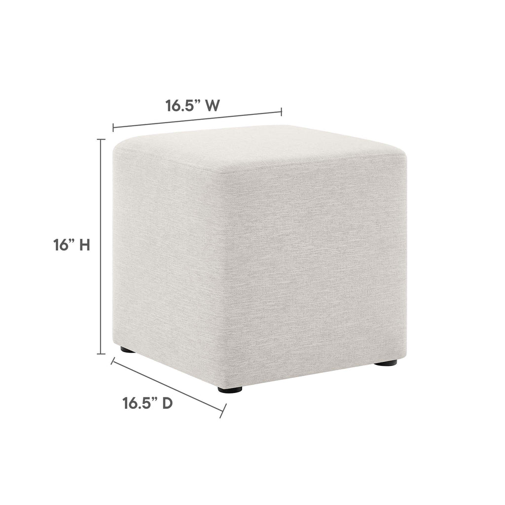Callum 17" Square Woven Heathered Fabric Upholstered Ottoman - Heathered Weave Ivory