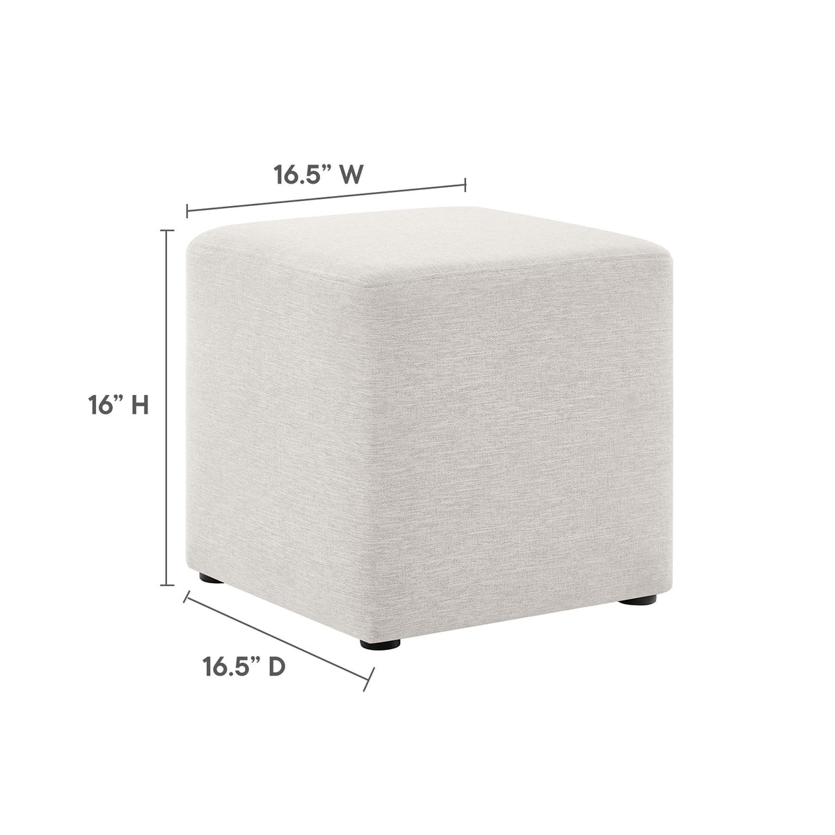 Callum 17" Square Woven Heathered Fabric Upholstered Ottoman - Heathered Weave Ivory