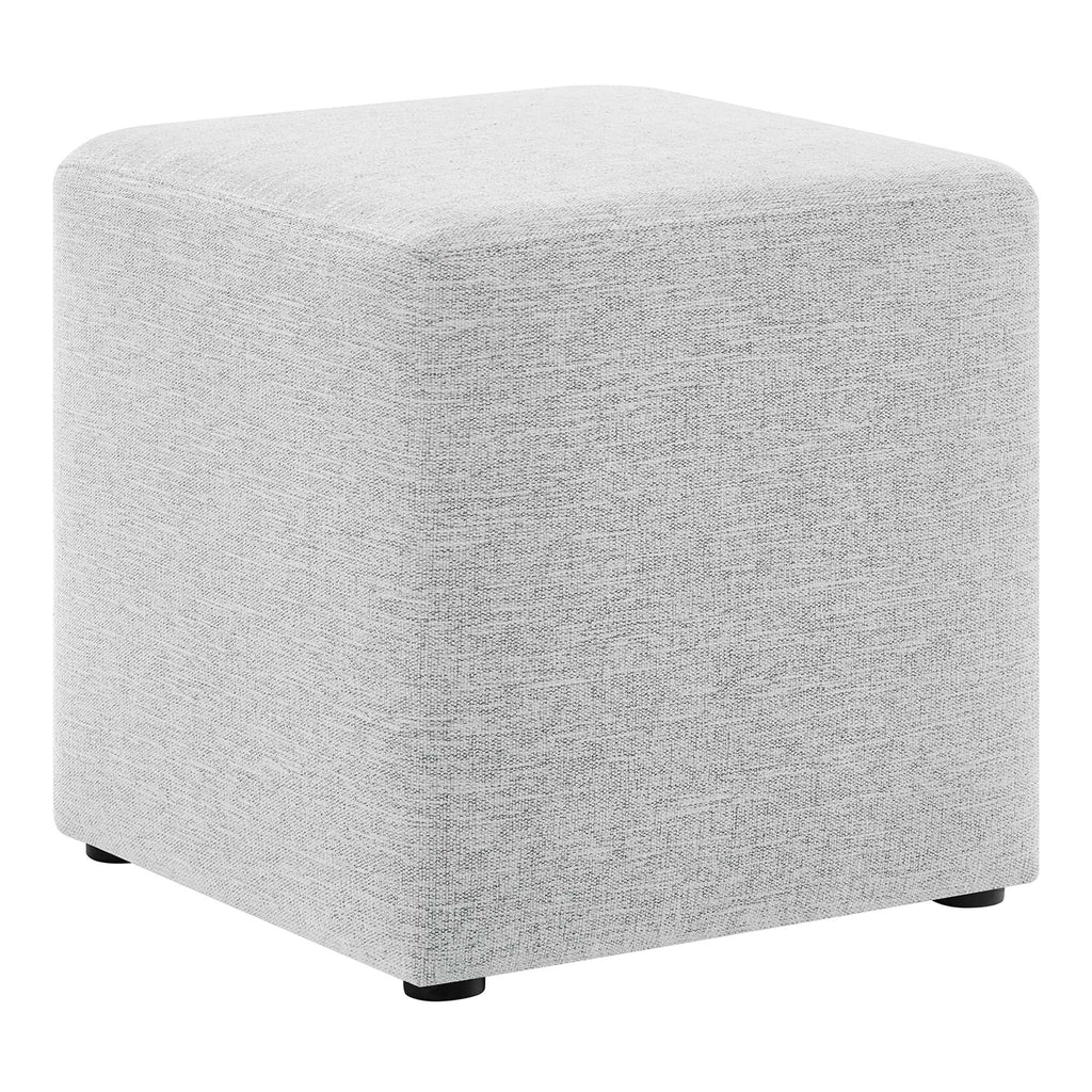Callum 17" Square Woven Heathered Fabric Upholstered Ottoman - Heathered Weave Light Gray