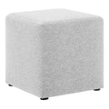 Callum 17" Square Woven Heathered Fabric Upholstered Ottoman - Heathered Weave Light Gray