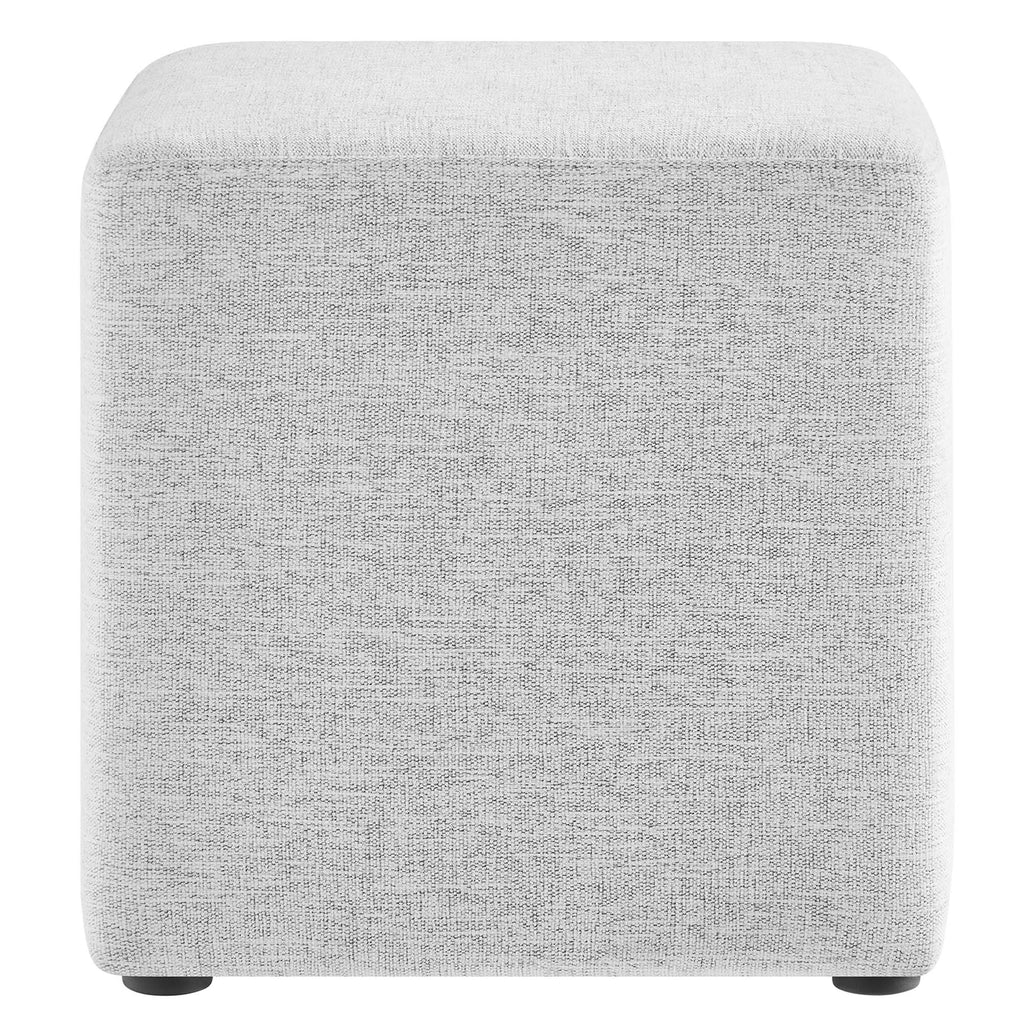 Callum 17" Square Woven Heathered Fabric Upholstered Ottoman - Heathered Weave Light Gray