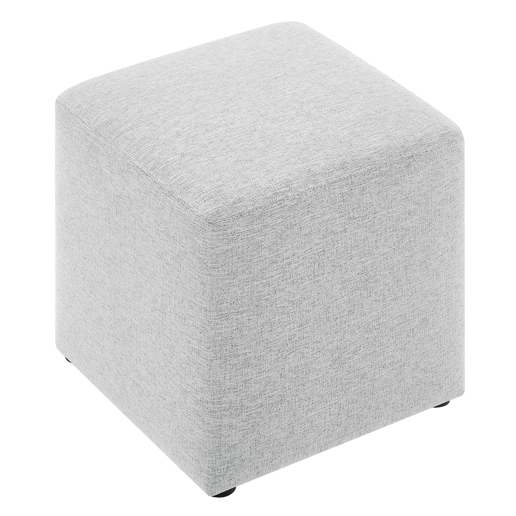 Callum 17" Square Woven Heathered Fabric Upholstered Ottoman - Heathered Weave Light Gray