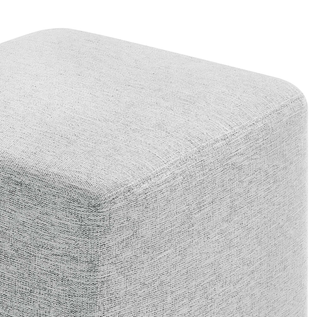 Callum 17" Square Woven Heathered Fabric Upholstered Ottoman - Heathered Weave Light Gray