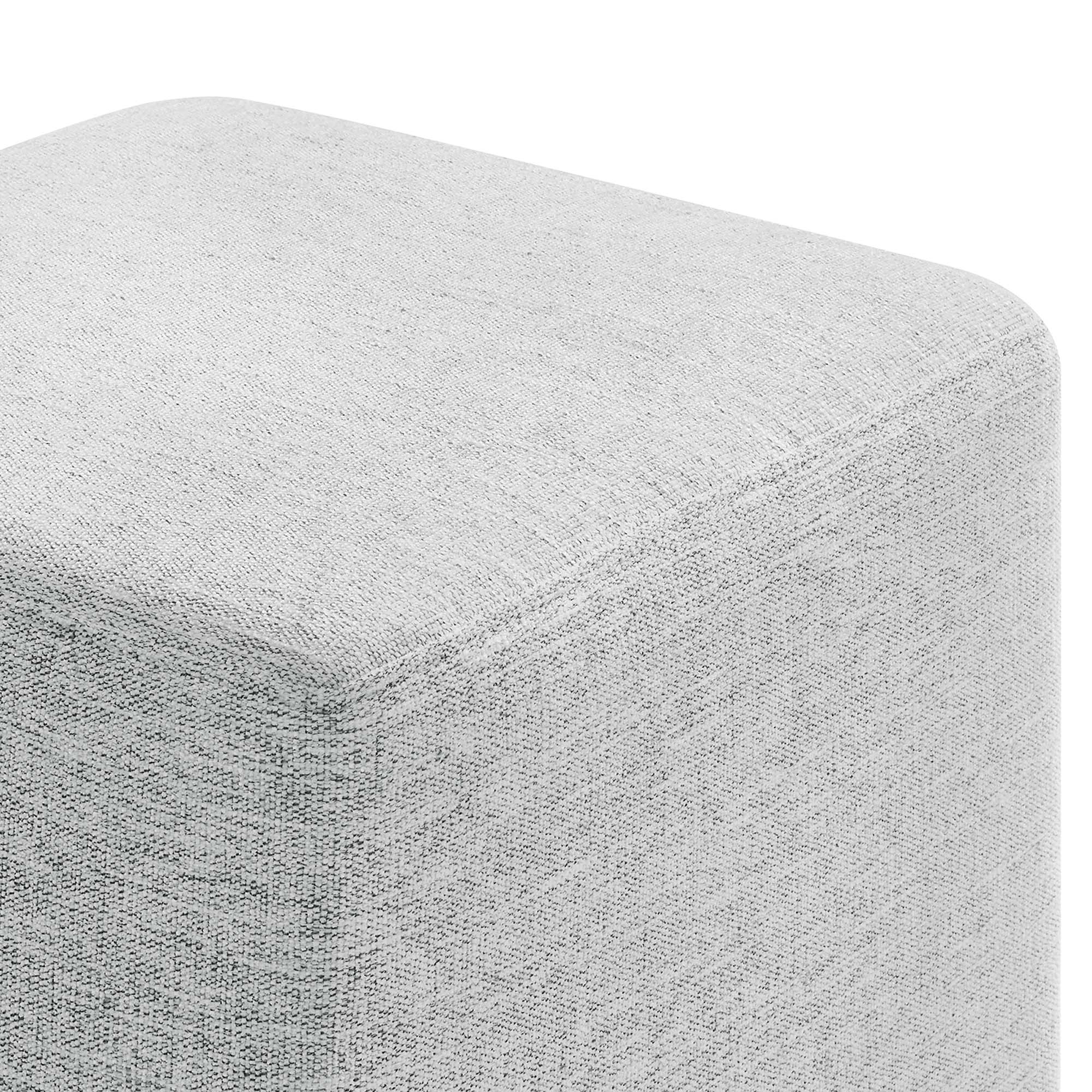 Callum 17" Square Woven Heathered Fabric Upholstered Ottoman - Heathered Weave Light Gray
