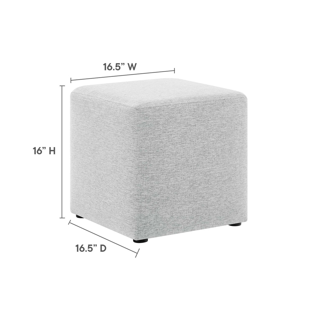 Callum 17" Square Woven Heathered Fabric Upholstered Ottoman - Heathered Weave Light Gray