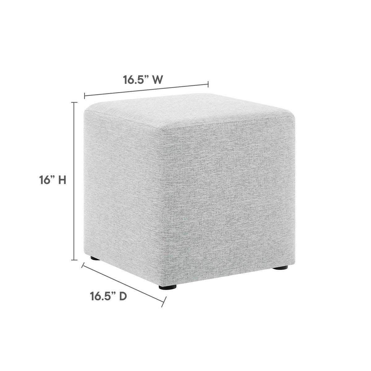 Callum 17" Square Woven Heathered Fabric Upholstered Ottoman - Heathered Weave Light Gray
