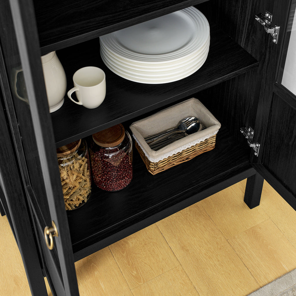 Tessa Tall Arched Storage Display Cabinet - Black