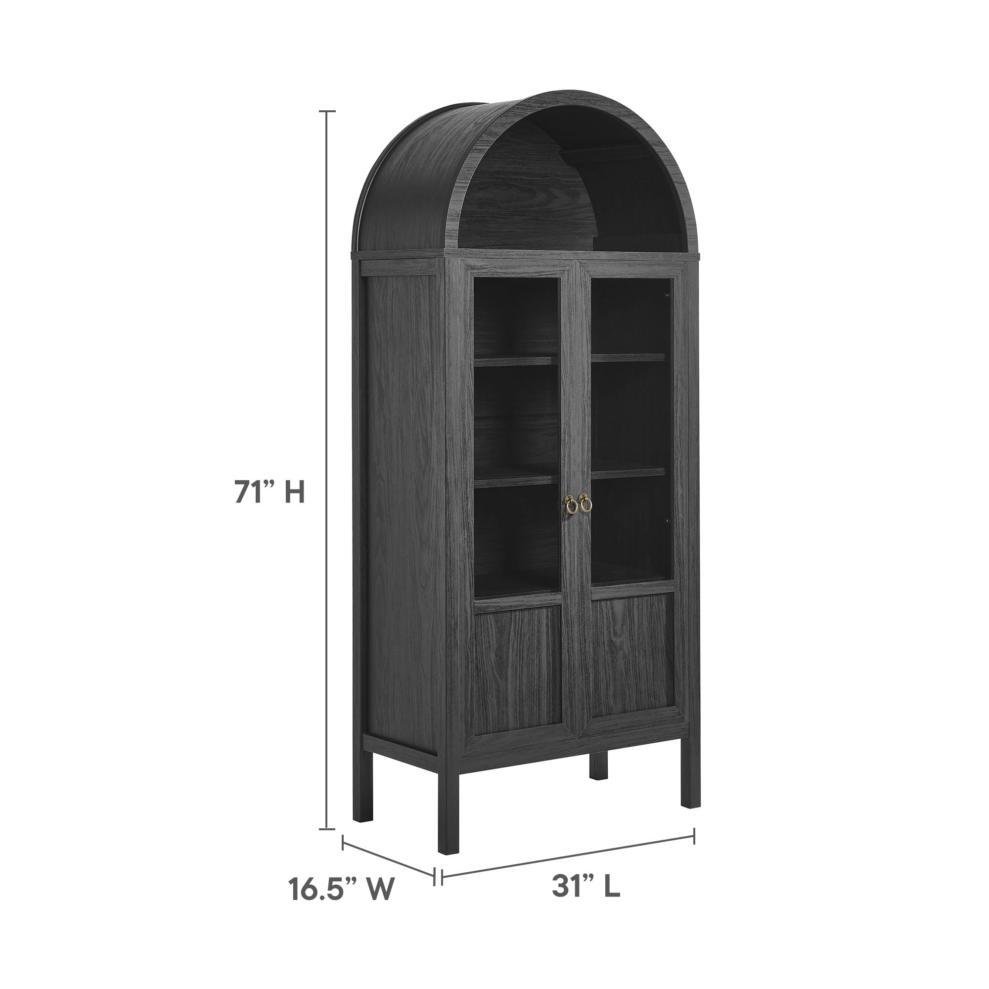 Tessa Tall Arched Storage Display Cabinet - Black