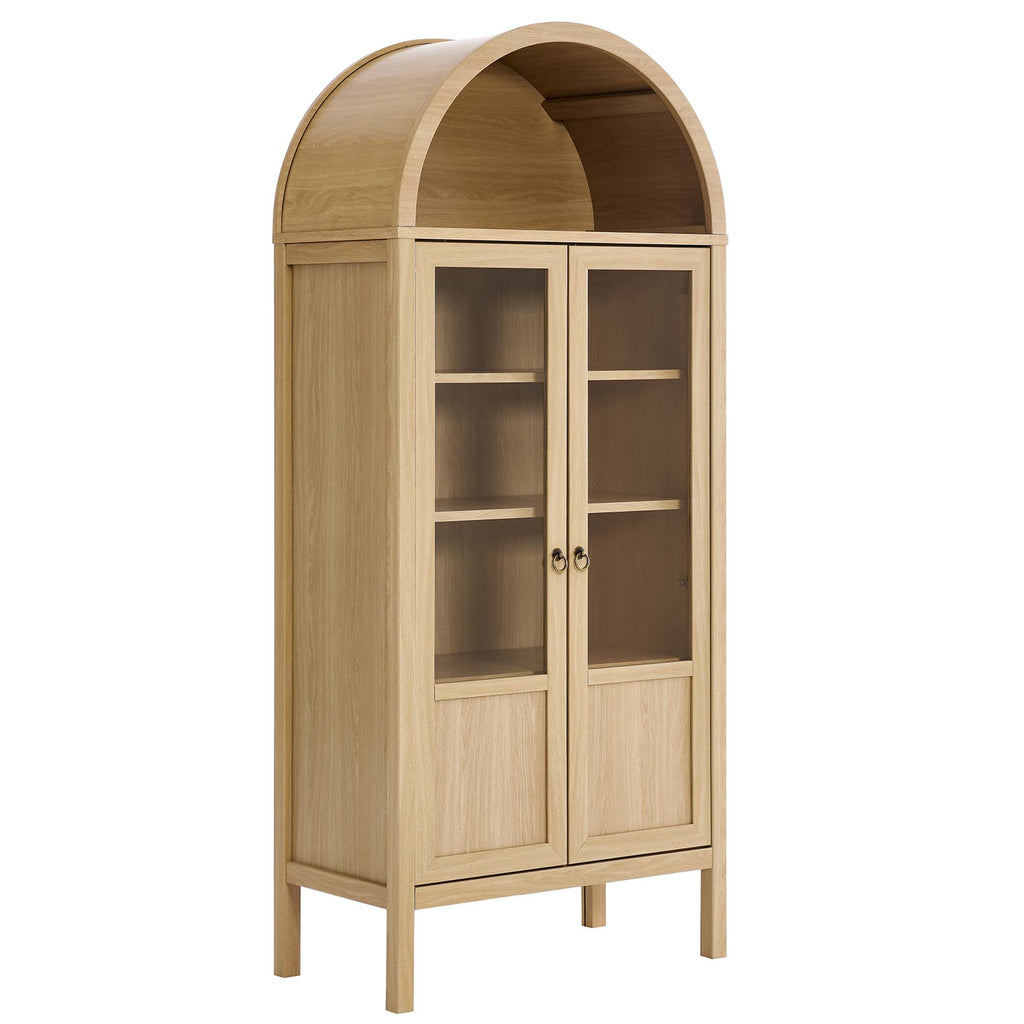 Tessa Tall Arched Storage Display Cabinet - Oak