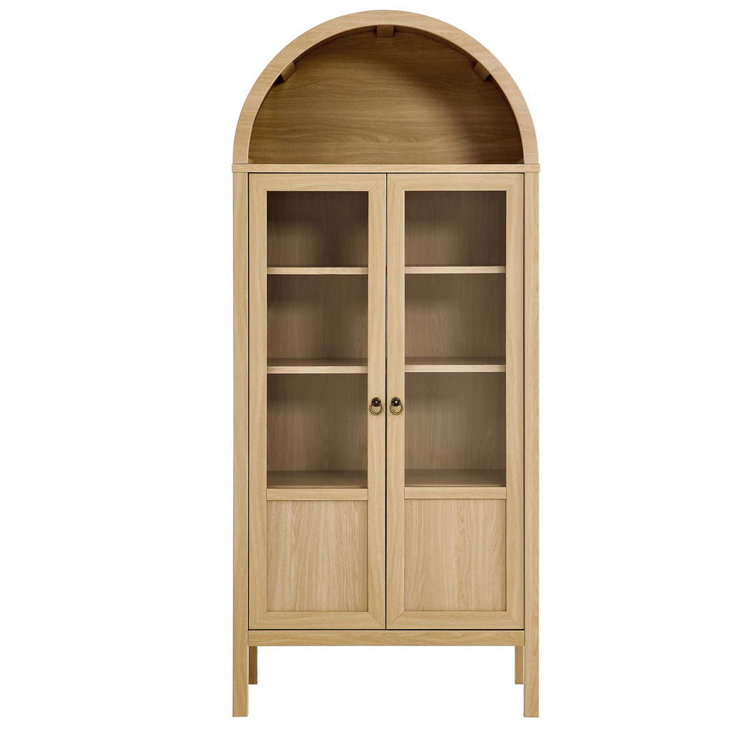 Tessa Tall Arched Storage Display Cabinet - Oak