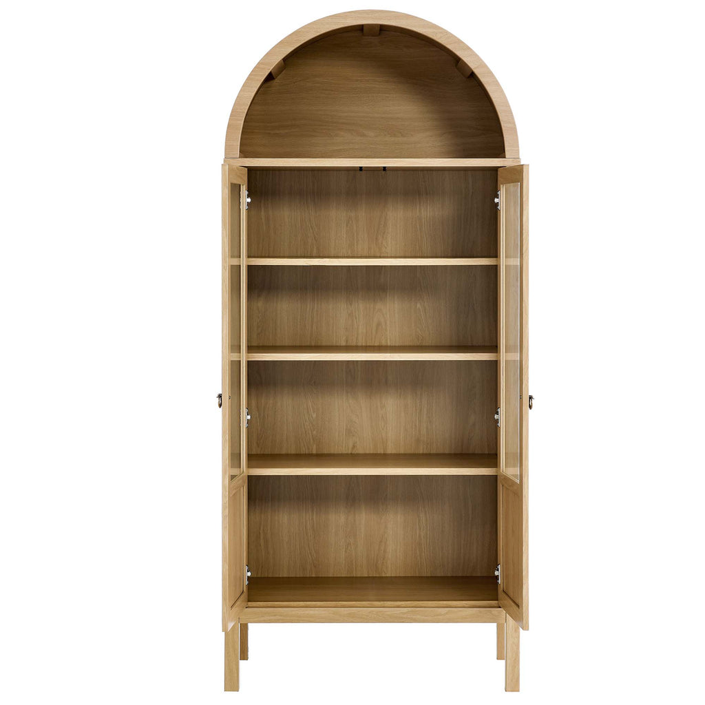 Tessa Tall Arched Storage Display Cabinet - Oak