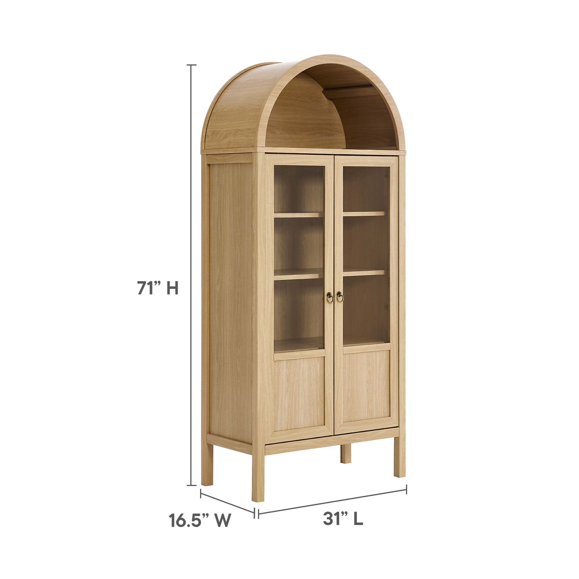 Tessa Tall Arched Storage Display Cabinet - Oak