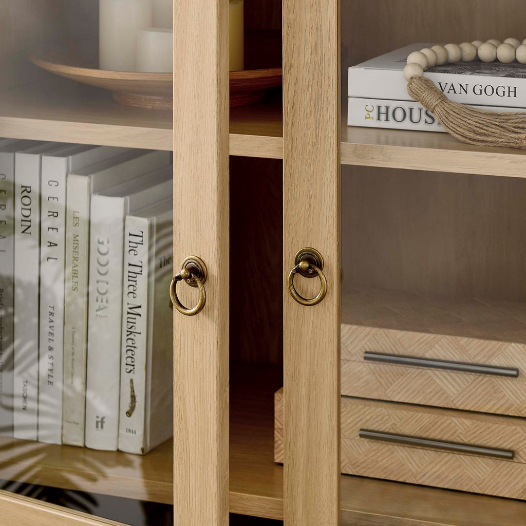 Tessa Tall Arched Storage Display Cabinet - Oak