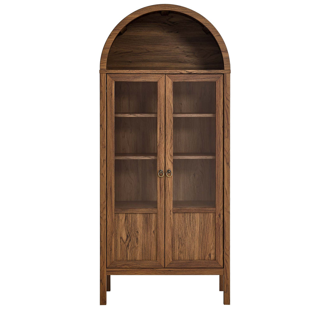 Tessa Tall Arched Storage Display Cabinet - Walnut