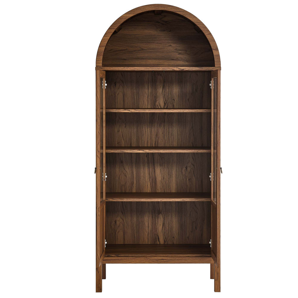 Tessa Tall Arched Storage Display Cabinet - Walnut