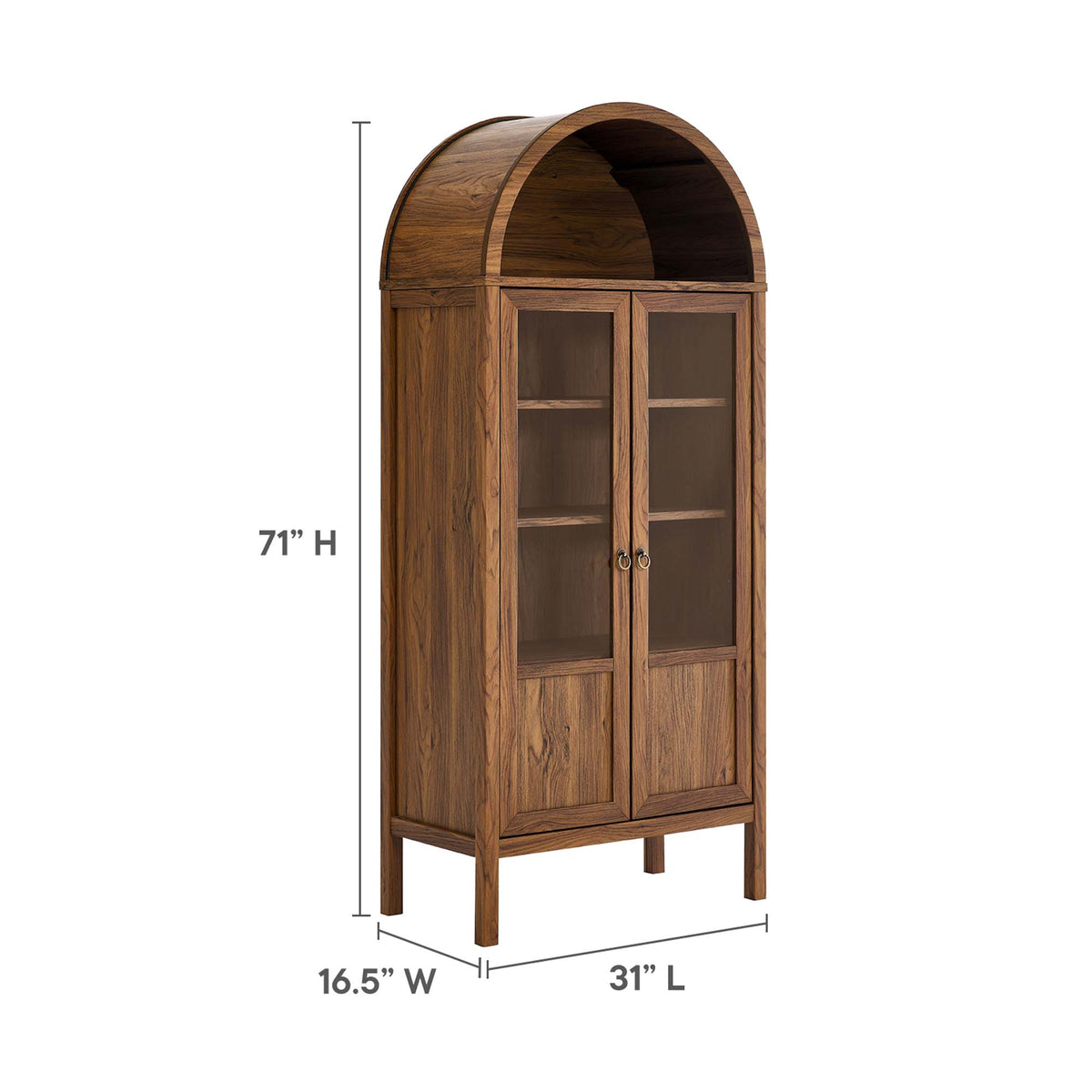 Tessa Tall Arched Storage Display Cabinet - Walnut