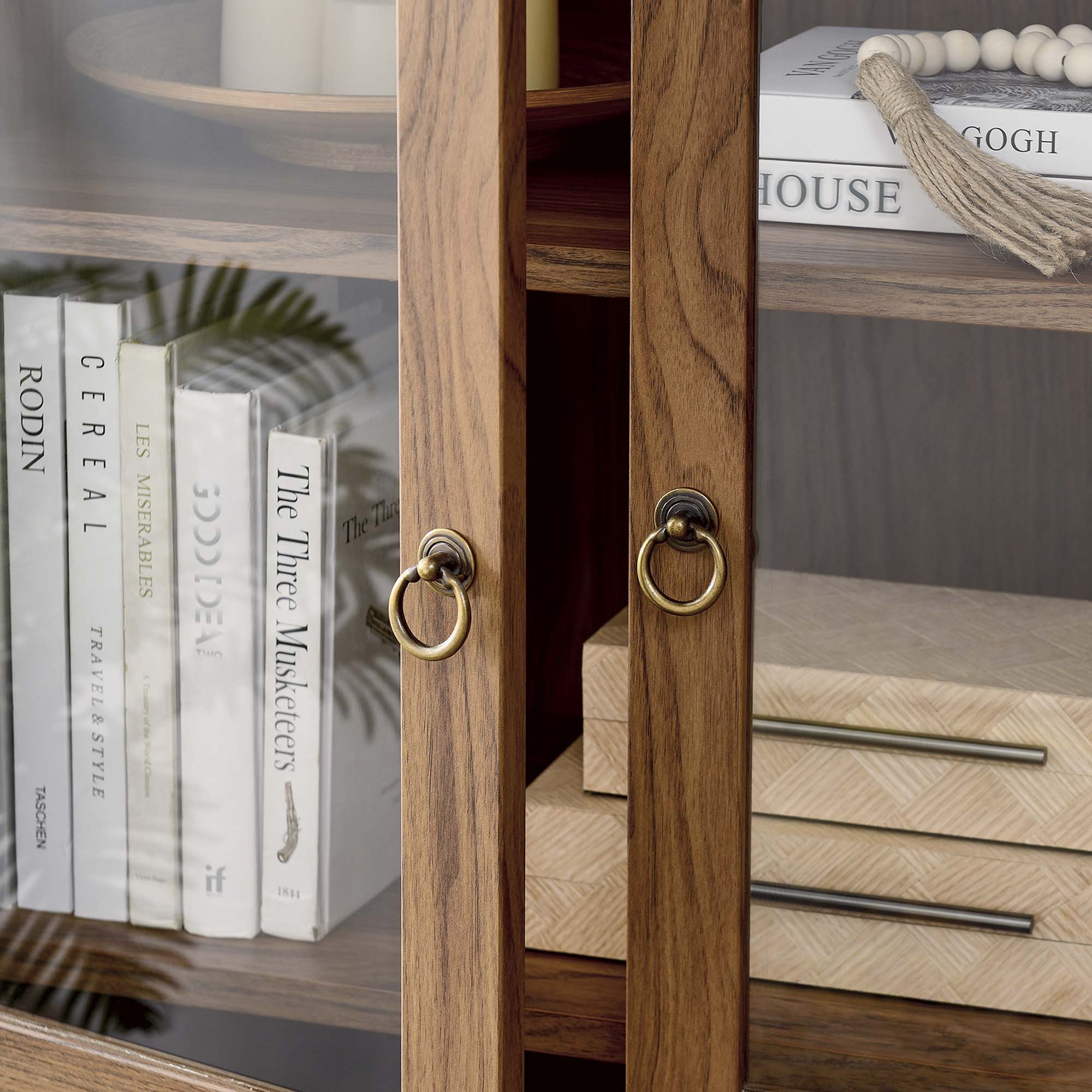 Tessa Tall Arched Storage Display Cabinet - Walnut