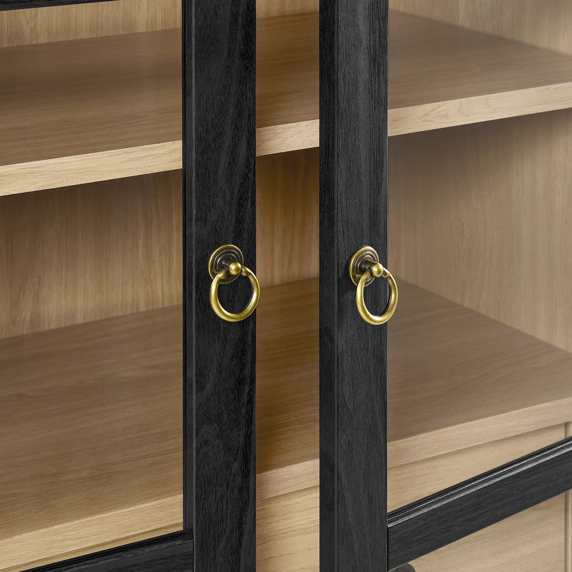 Nolan Tall Arched Storage Display Cabinet - Black Oak
