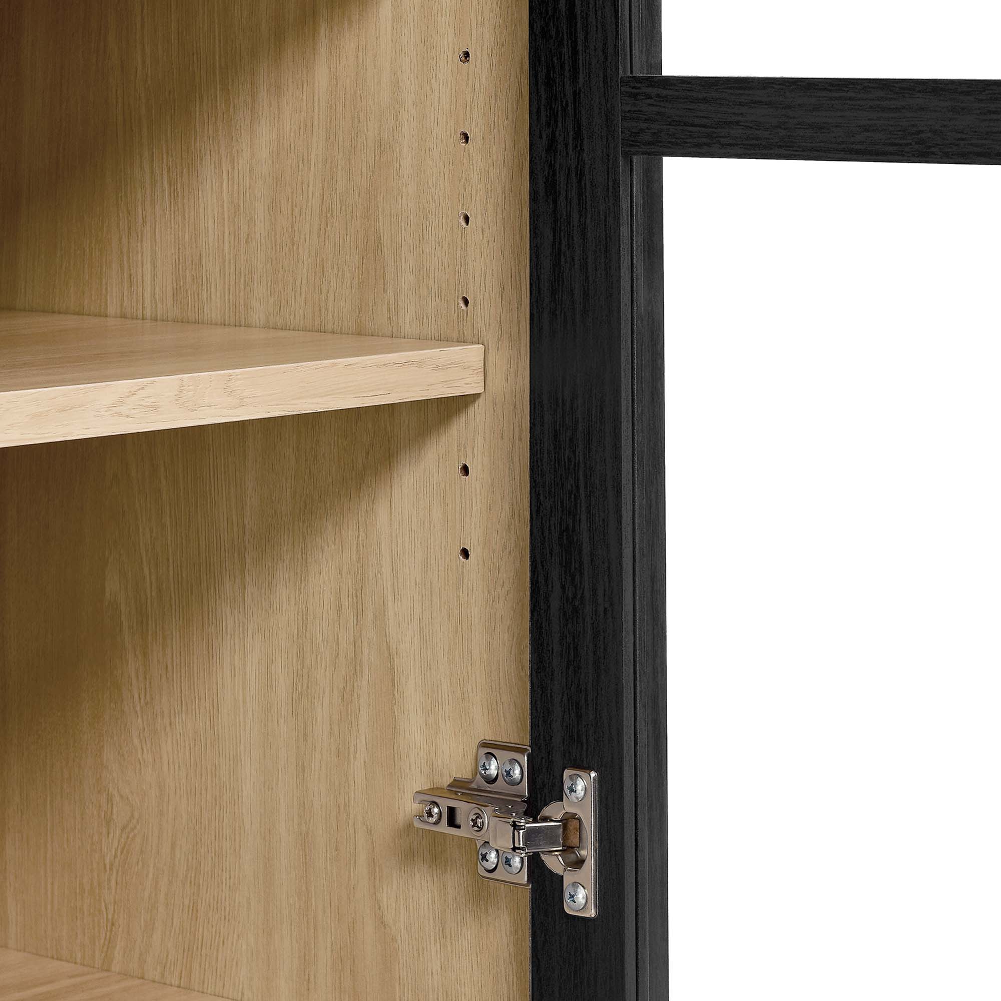 Nolan Tall Arched Storage Display Cabinet - Black Oak