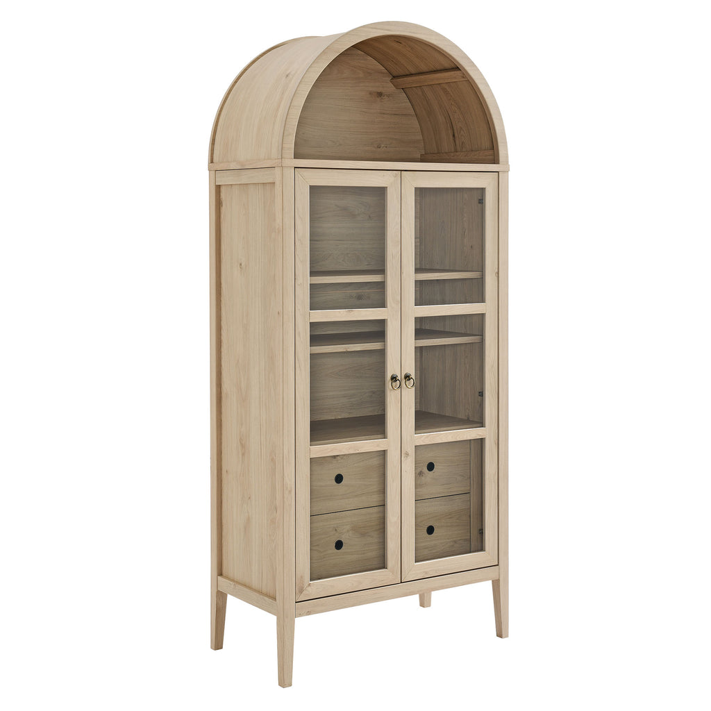 Nolan Tall Arched Storage Display Cabinet - Light Oak