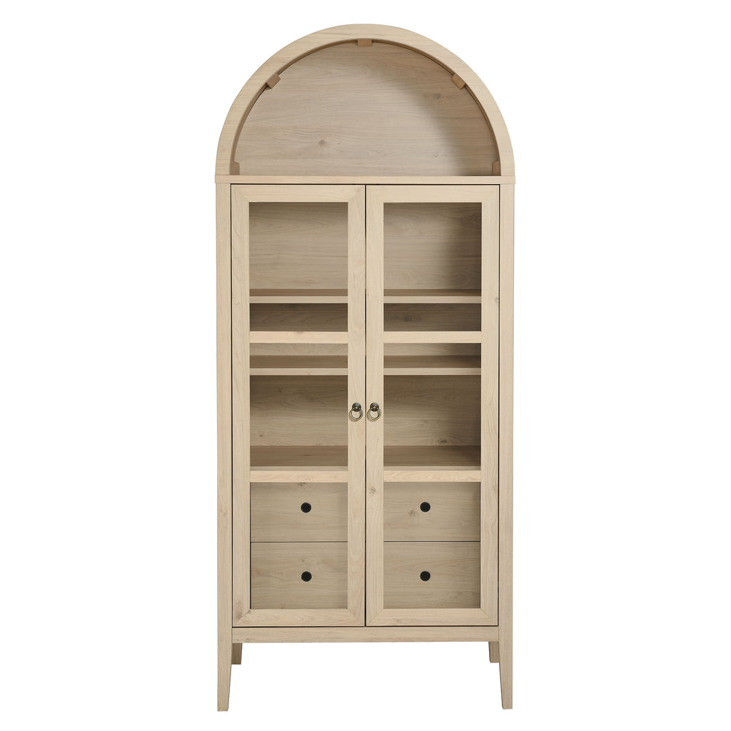 Nolan Tall Arched Storage Display Cabinet - Light Oak
