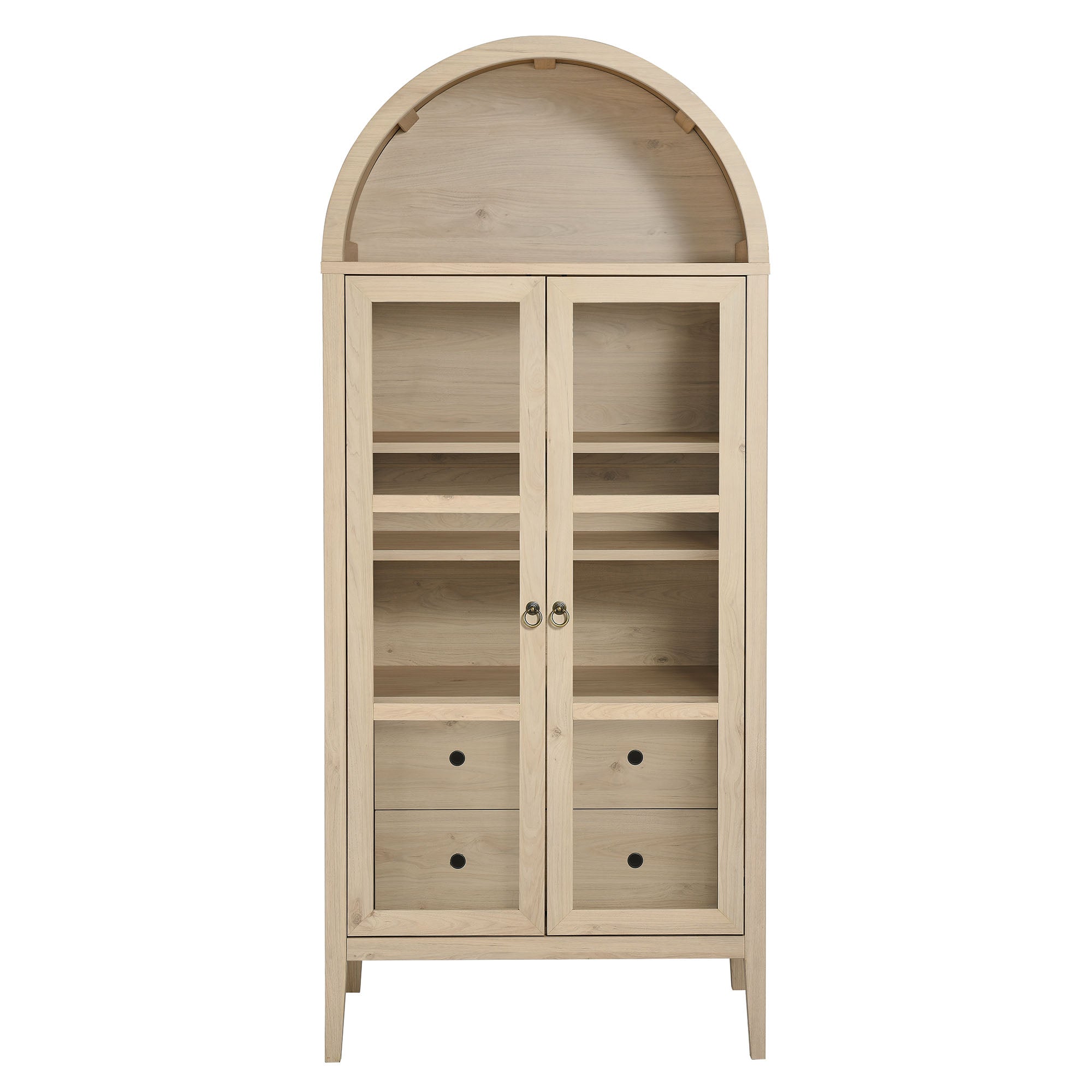 Nolan Tall Arched Storage Display Cabinet - Light Oak