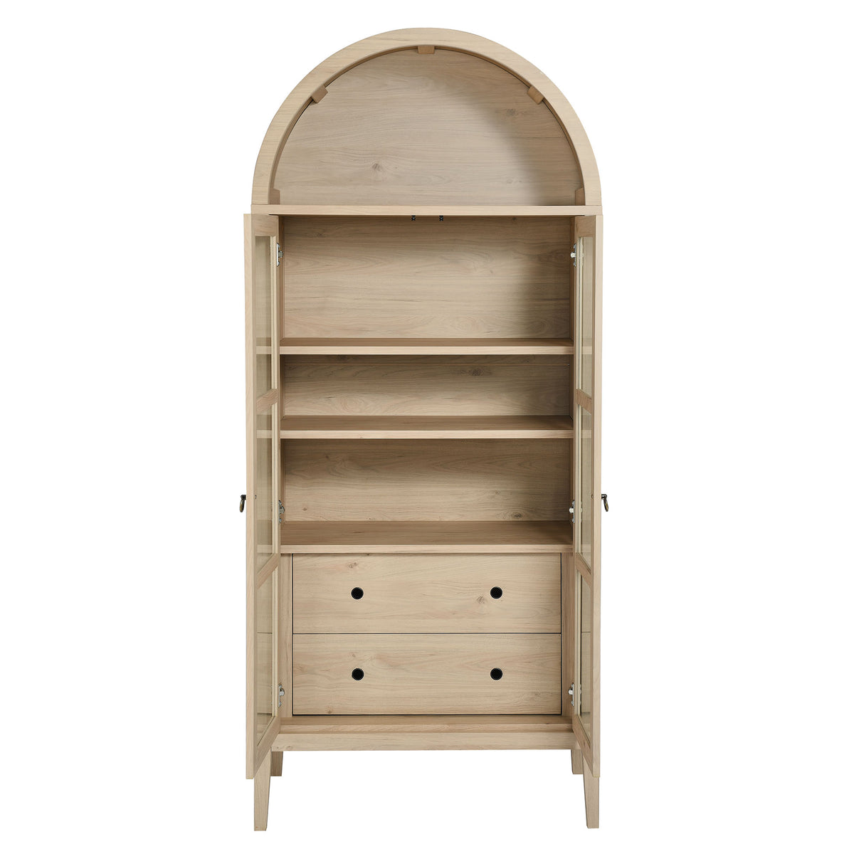 Nolan Tall Arched Storage Display Cabinet - Light Oak
