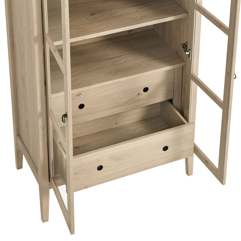 Nolan Tall Arched Storage Display Cabinet - Light Oak