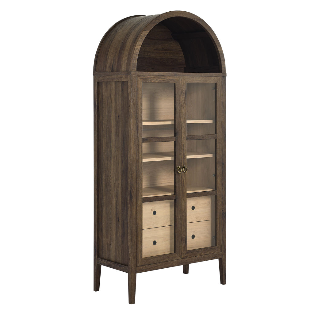 Nolan Tall Arched Storage Display Cabinet - Walnut Hickory