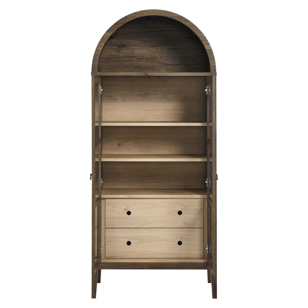 Nolan Tall Arched Storage Display Cabinet - Walnut Hickory