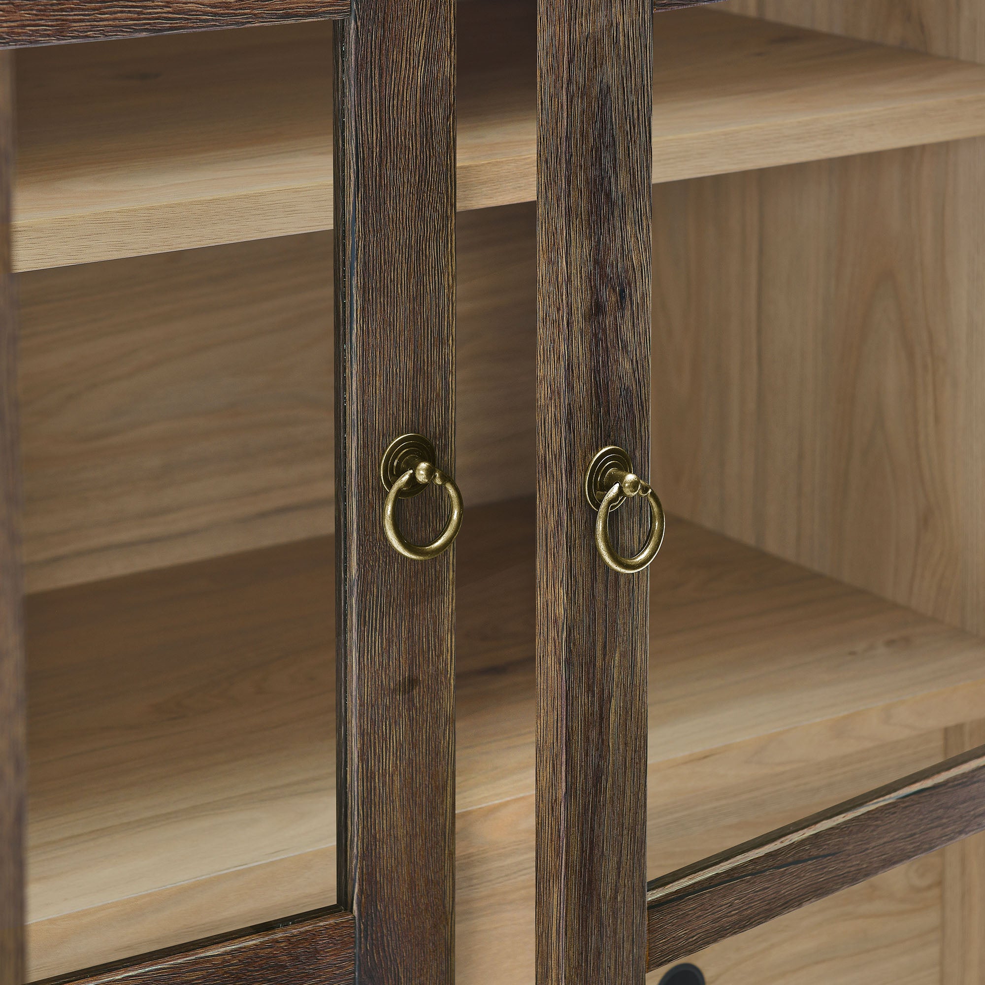 Nolan Tall Arched Storage Display Cabinet - Walnut Hickory