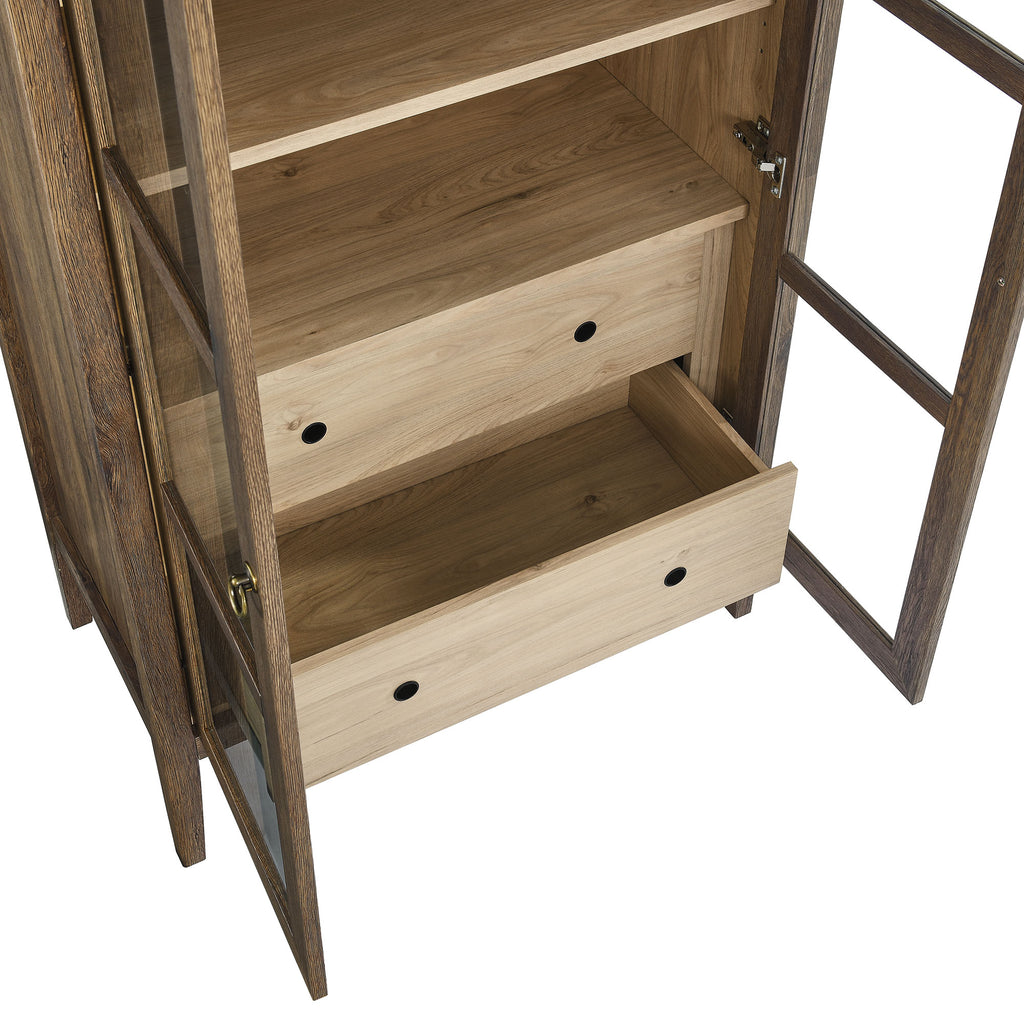 Nolan Tall Arched Storage Display Cabinet - Walnut Hickory