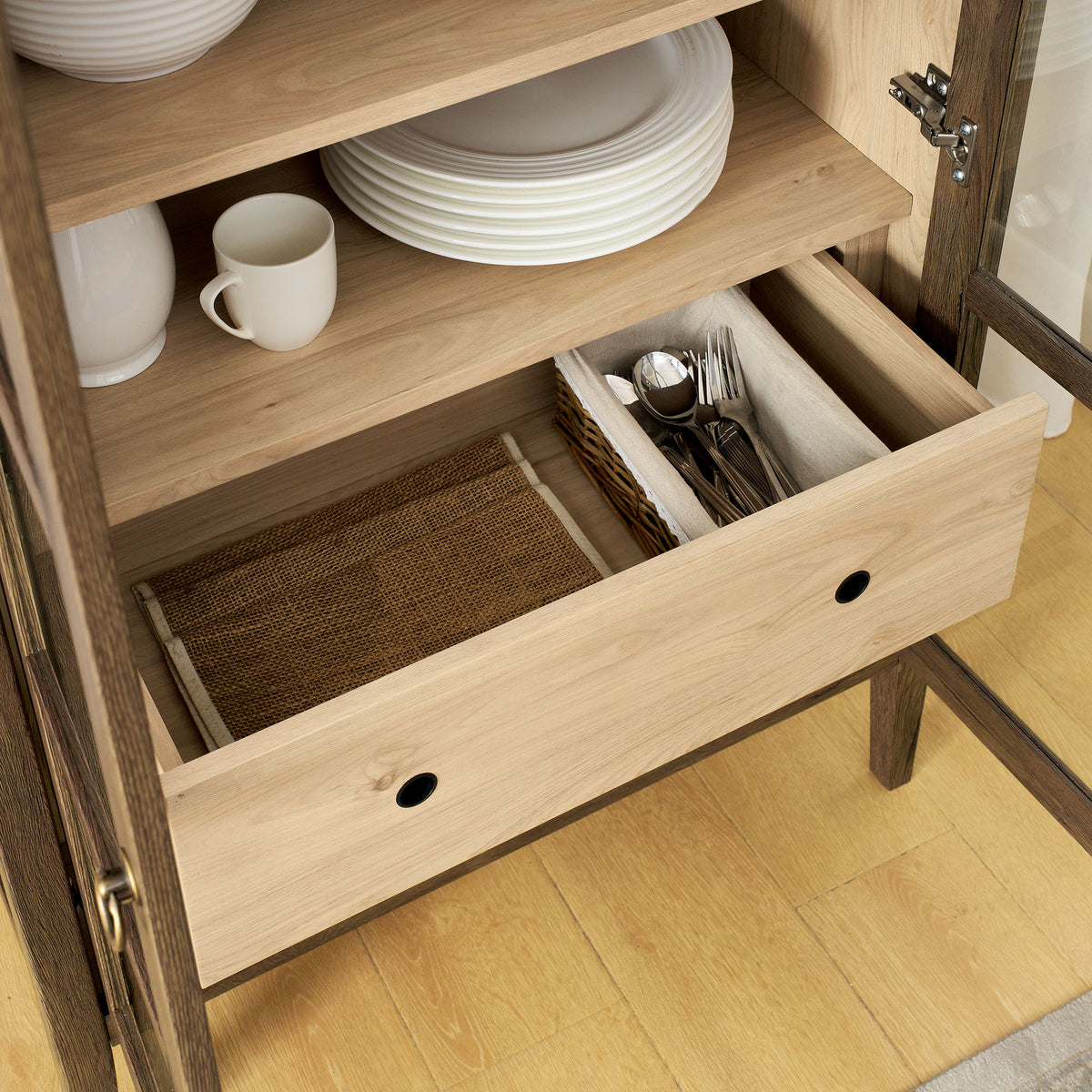 Nolan Tall Arched Storage Display Cabinet - Walnut Hickory