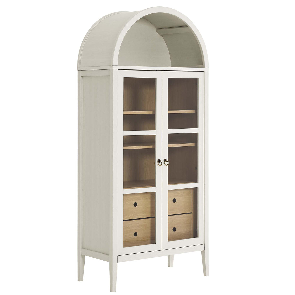 Nolan Tall Arched Storage Display Cabinet - White Oak