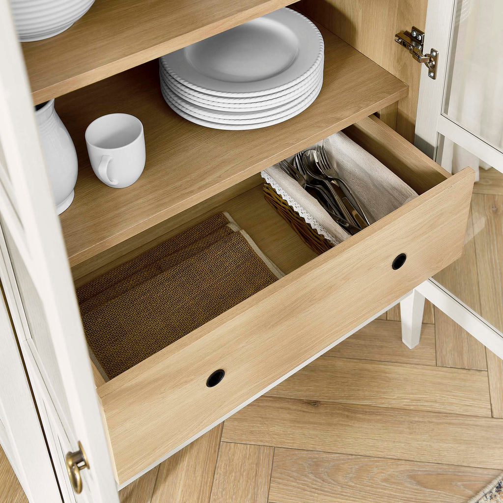 Nolan Tall Arched Storage Display Cabinet - White Oak