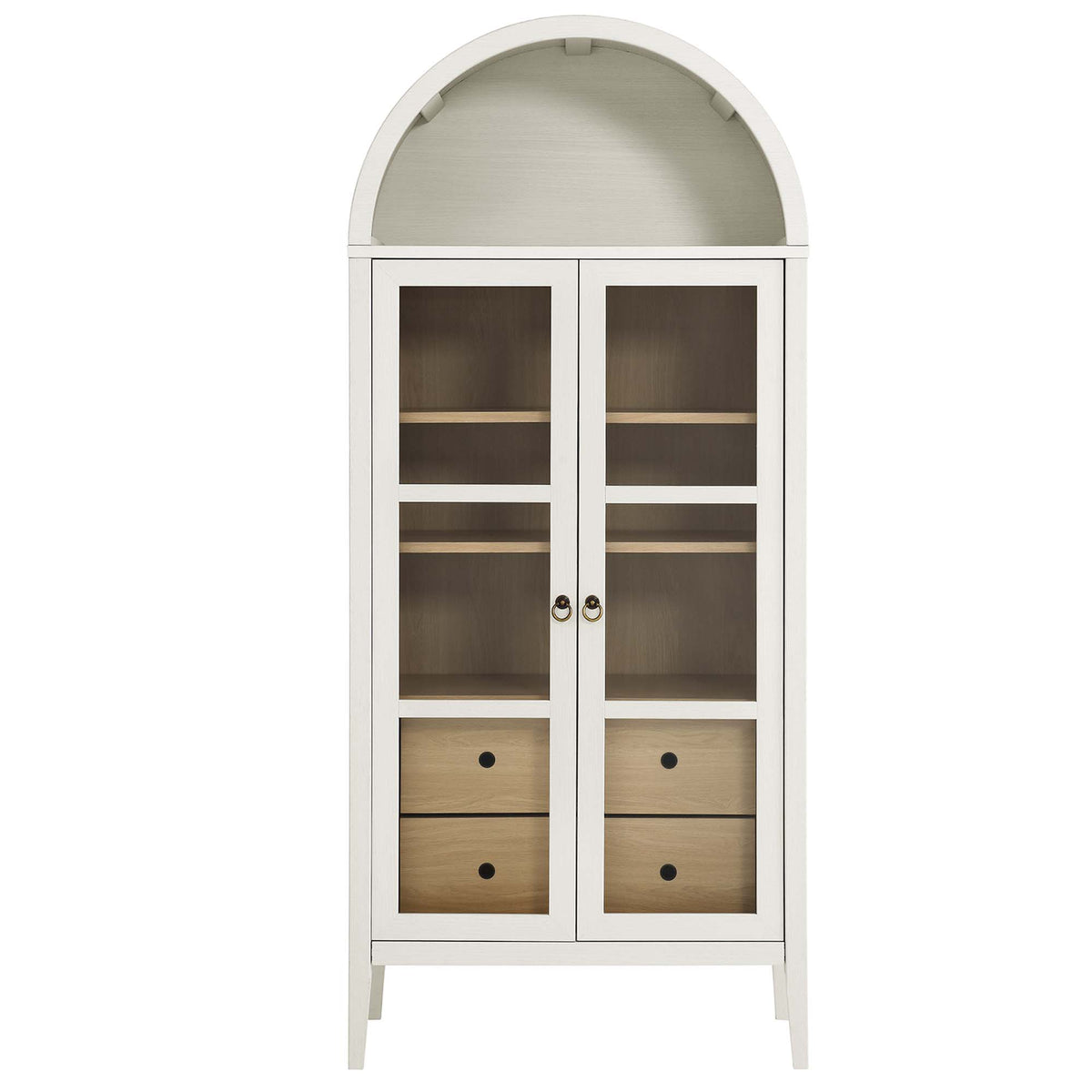 Nolan Tall Arched Storage Display Cabinet - White Oak