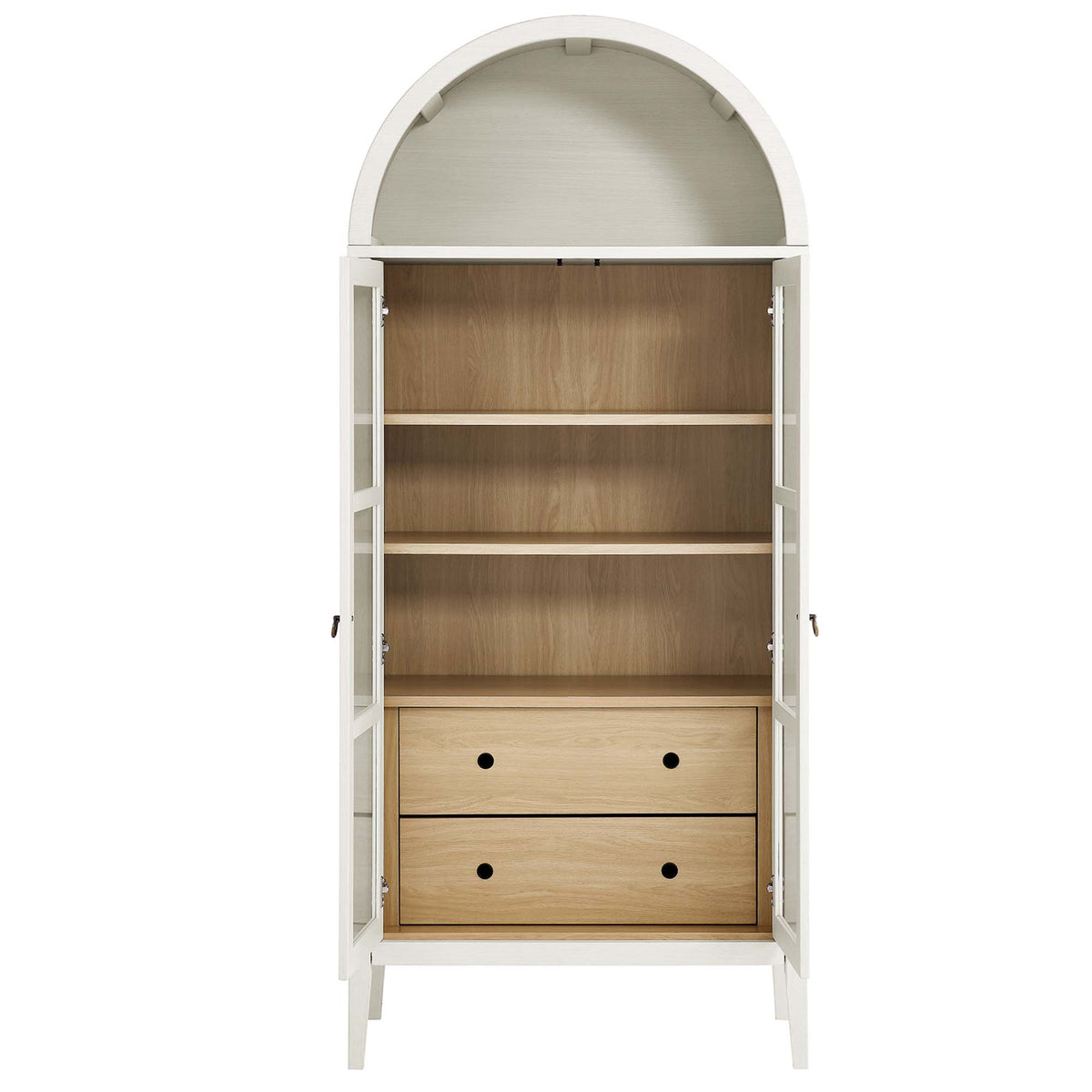 Nolan Tall Arched Storage Display Cabinet - White Oak