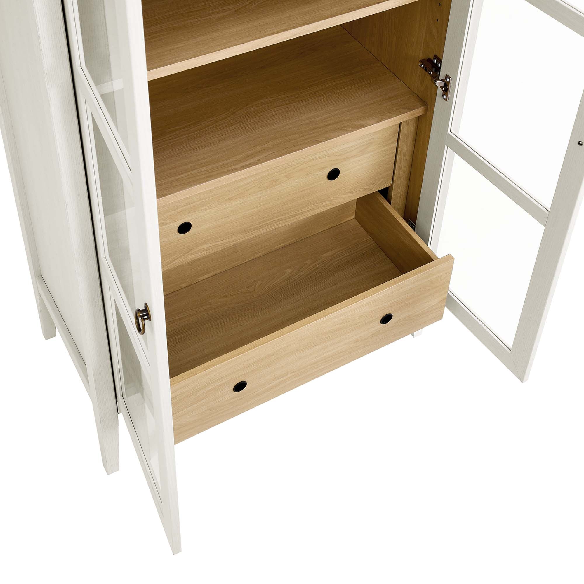 Nolan Tall Arched Storage Display Cabinet - White Oak